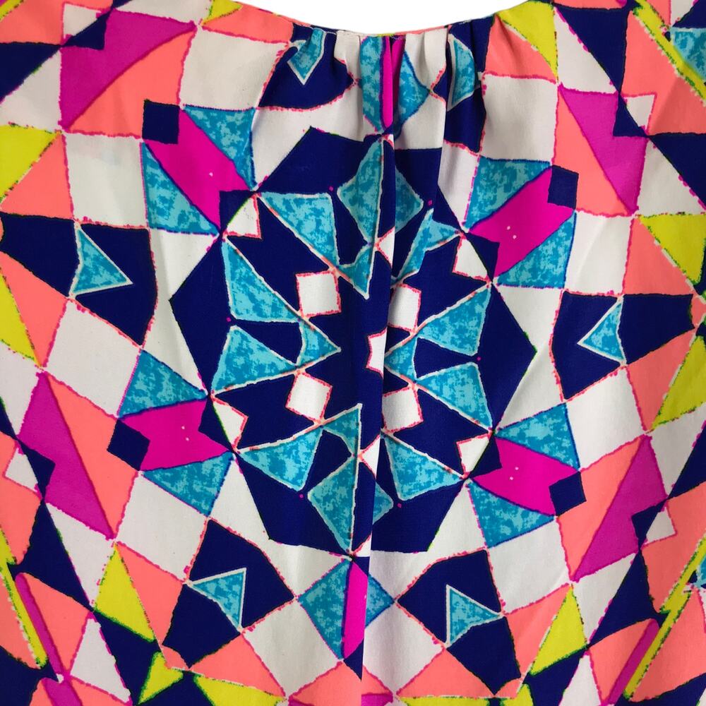 Alice + Trixie Women's XS Amber Top Long Sleeve Coral Silk V-Neck Geometric NWT - Picture 6 of 9